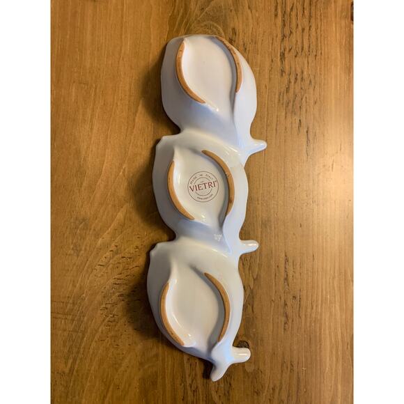 VIETRI Pesce Bianco White Fish Shape 3-part Relish Condiment Dish Cucina Fresca - Picture 7 of 9